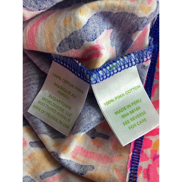 NWT Lilly Pulitzer Marlo Its Electric Floral Mini T-Shirt Dress Blue Pink Medium - Picture 9 of 11